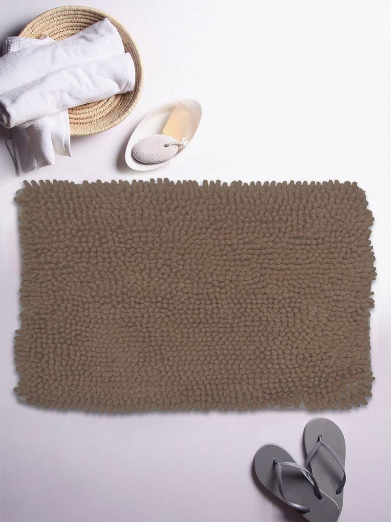 BIANCA Thick Shaggy Anti Slip Bath Mat  1pc Large (yakuza) solid brown