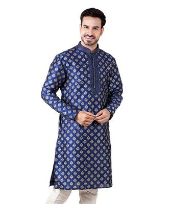 Erach India Men Printed Dupion Silk Straight Kurta 1