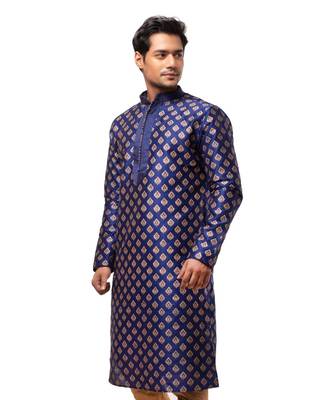 Erach India Men Printed Dupion Silk Straight Kurta 1