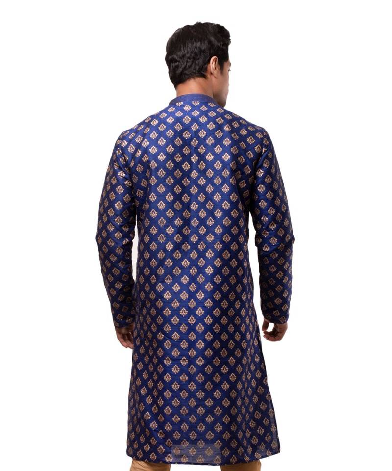 Erach India Men Printed Dupion Silk Straight Kurta