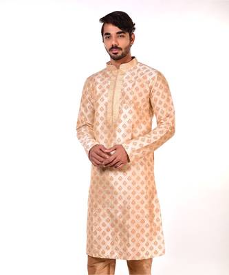 Erach India Men Printed Dupion Silk Straight Kurta 1