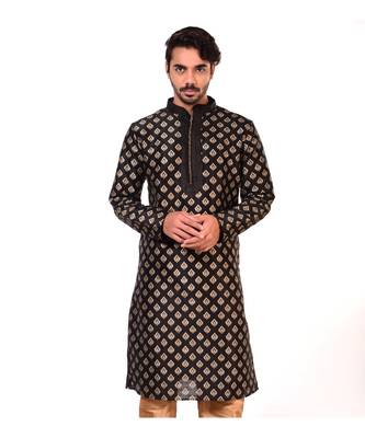 Erach India Men Printed Dupion Silk Straight Kurta 1