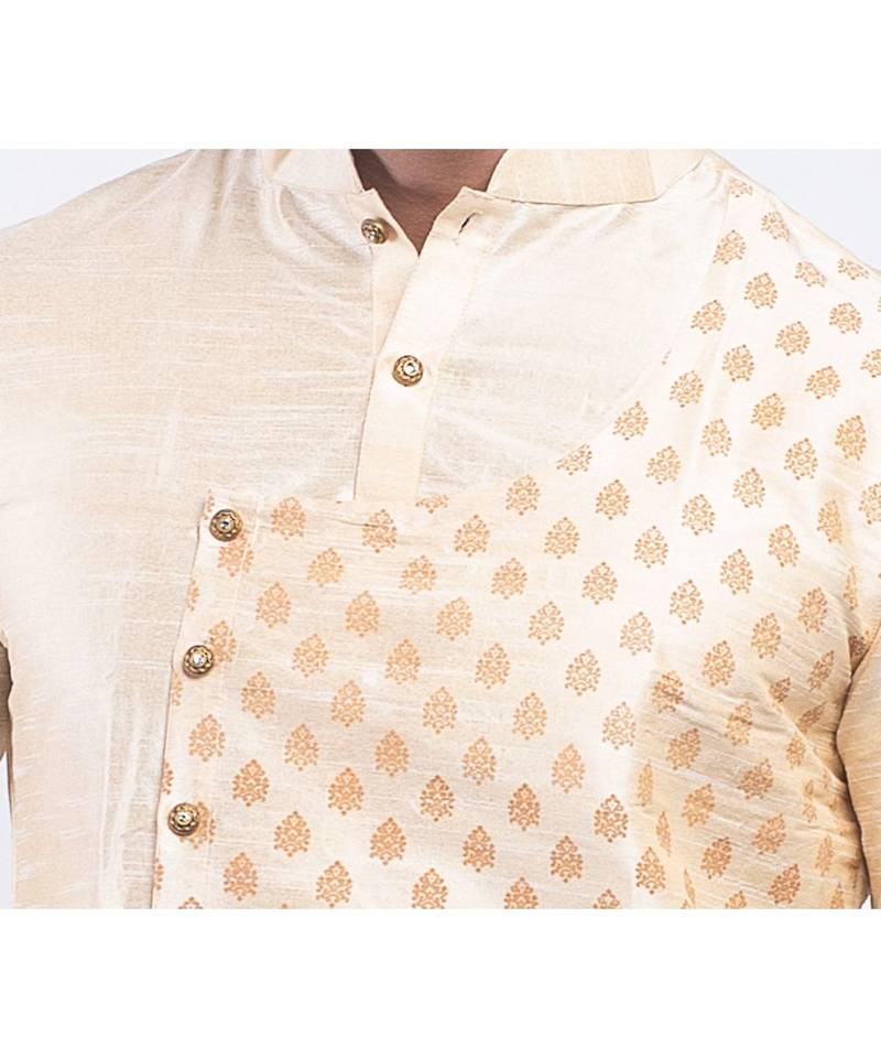 Erach India Men Printed Dupion Silk Straight Kurta