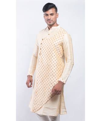 Erach India Men Printed Dupion Silk Straight Kurta 1