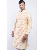Erach India Men Printed Dupion Silk Straight Kurta