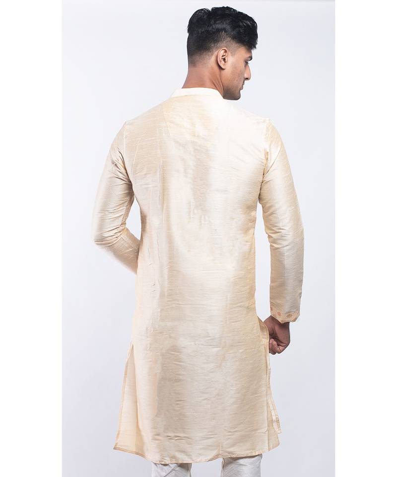 Erach India Men Printed Dupion Silk Straight Kurta