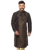 Erach India Men Printed Dupion Silk Straight Kurta