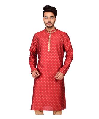 Erach India Men Printed Dupion Silk Straight Kurta 1