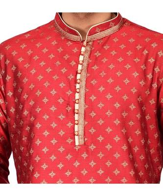 Erach India Men Printed Dupion Silk Straight Kurta 2