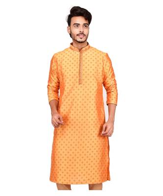 Erach India Men Printed Dupion Silk Straight Kurta 1