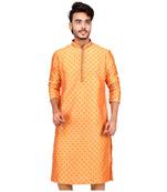 Erach India Men Printed Dupion Silk Straight Kurta