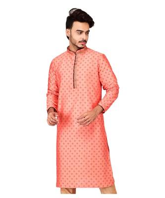 Erach India Men Printed Dupion Silk Straight Kurta 1