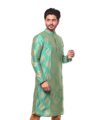 Erach India Men Printed Dupion Silk Straight Kurta 1