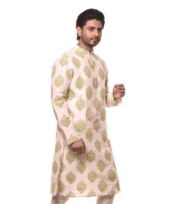 Erach India Men Printed Dupion Silk Straight Kurta 1