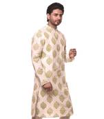 Erach India Men Printed Dupion Silk Straight Kurta