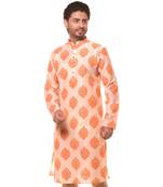 Erach India Men Printed Dupion Silk Straight Kurta