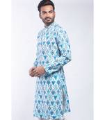 Erach India Men Printed Dupion Silk Straight Kurta