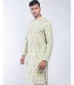 Erach India Men Printed Dupion Silk Straight Kurta