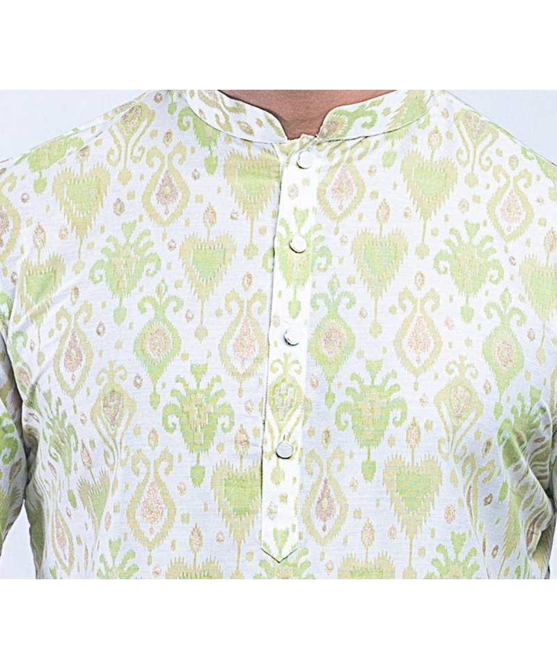 Erach India Men Printed Dupion Silk Straight Kurta