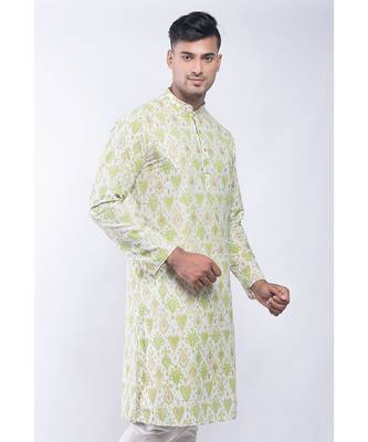 Erach India Men Printed Dupion Silk Straight Kurta 4