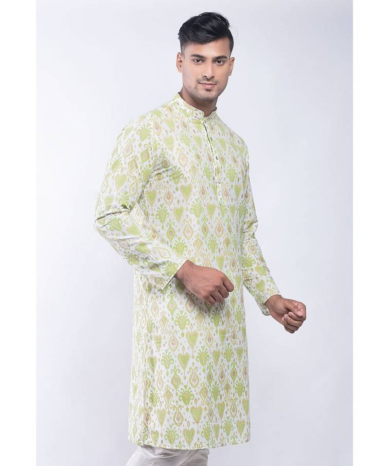 Erach India Men Printed Dupion Silk Straight Kurta