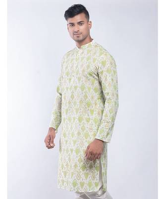 Erach India Men Printed Dupion Silk Straight Kurta 5