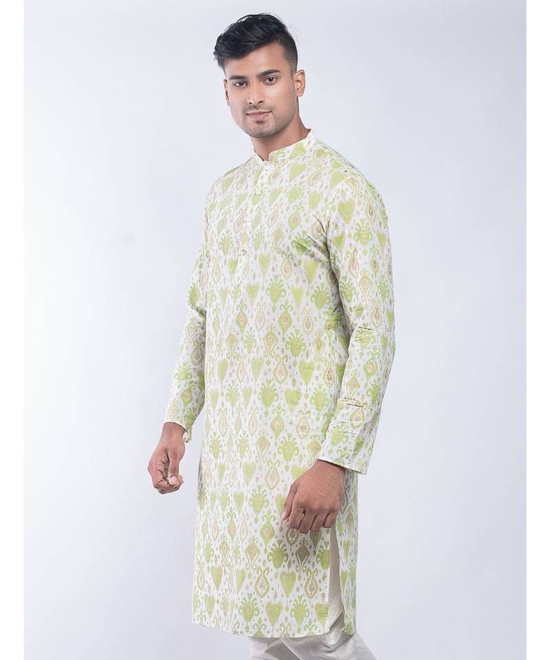 Erach India Men Printed Dupion Silk Straight Kurta