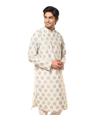 Erach India Men Printed Dupion Silk Straight Kurta 1
