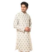 Erach India Men Printed Dupion Silk Straight Kurta