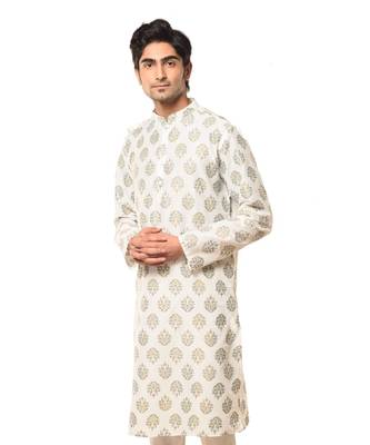 Erach India Men Printed Dupion Silk Straight Kurta 2