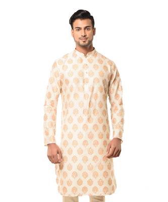Erach India Men Printed Dupion Silk Straight Kurta 1