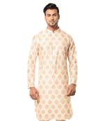 Erach India Men Printed Dupion Silk Straight Kurta