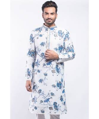 Erach India Men Printed Dupion Silk Straight Kurta 1