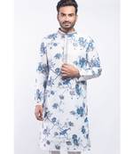 Erach India Men Printed Dupion Silk Straight Kurta