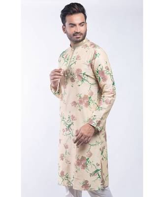 Erach India Men Printed Dupion Silk Straight Kurta 1