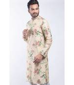 Erach India Men Printed Dupion Silk Straight Kurta
