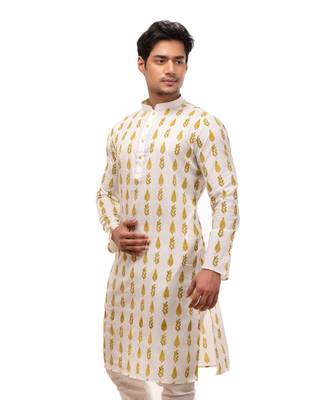 Erach India Men Printed Dupion Silk Straight Kurta 1