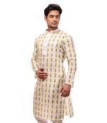 Erach India Men Printed Dupion Silk Straight Kurta
