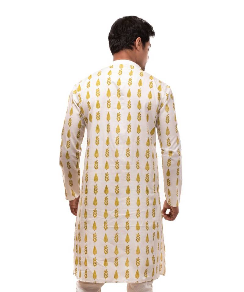 Erach India Men Printed Dupion Silk Straight Kurta