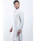 Erach India Men Printed Dupion Silk Straight Kurta