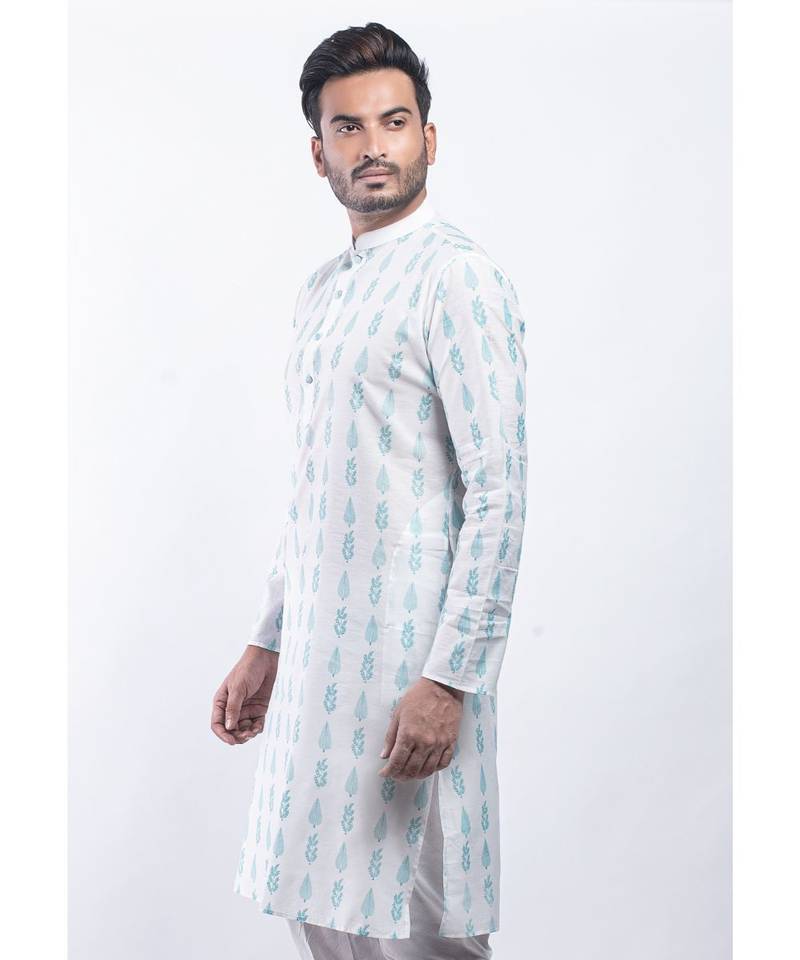 Erach India Men Printed Dupion Silk Straight Kurta
