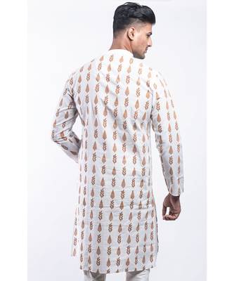 Erach India Men Printed Dupion Silk Straight Kurta 2