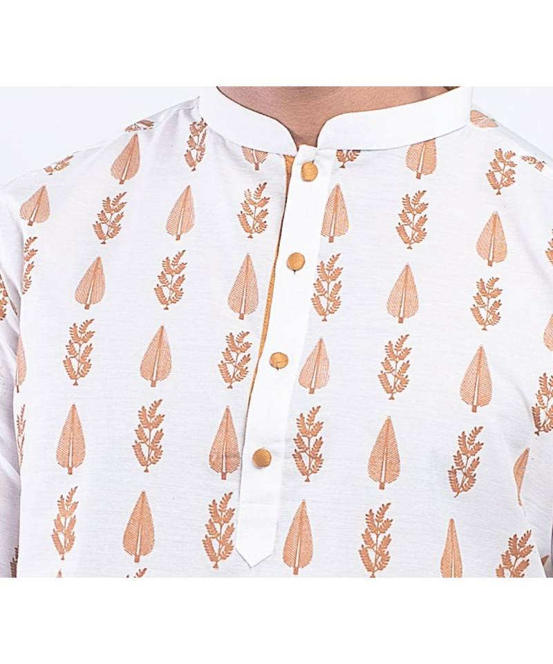 Erach India Men Printed Dupion Silk Straight Kurta