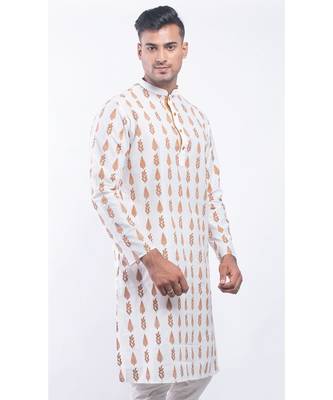 Erach India Men Printed Dupion Silk Straight Kurta 1