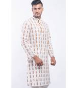 Erach India Men Printed Dupion Silk Straight Kurta