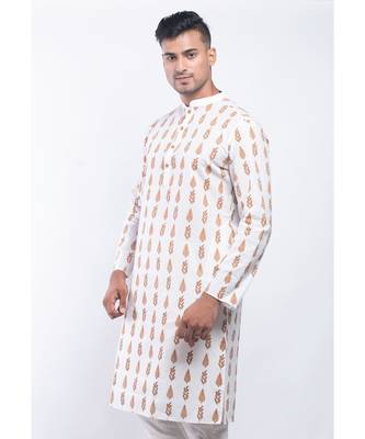 Erach India Men Printed Dupion Silk Straight Kurta 4