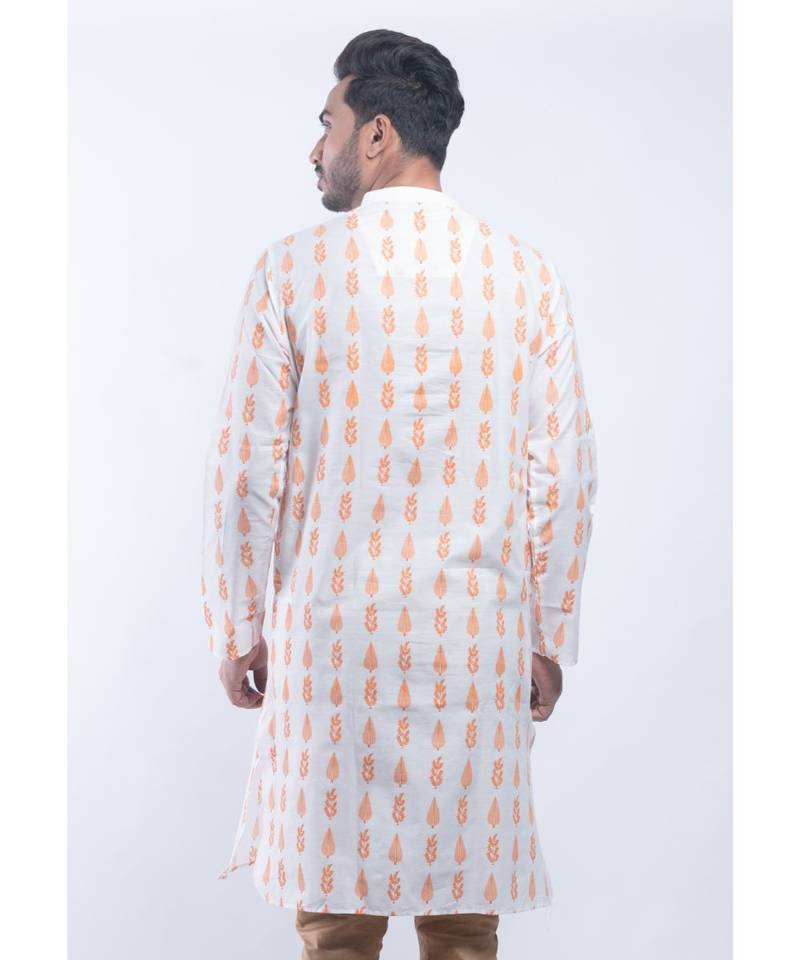 Erach India Men Printed Dupion Silk Straight Kurta