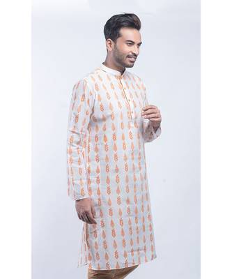 Erach India Men Printed Dupion Silk Straight Kurta 1
