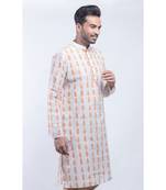 Erach India Men Printed Dupion Silk Straight Kurta