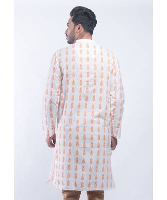 Erach India Men Printed Dupion Silk Straight Kurta 5